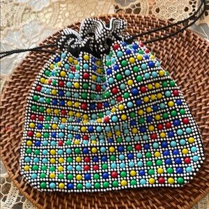 Multicolor Beaded Drawstring Bag